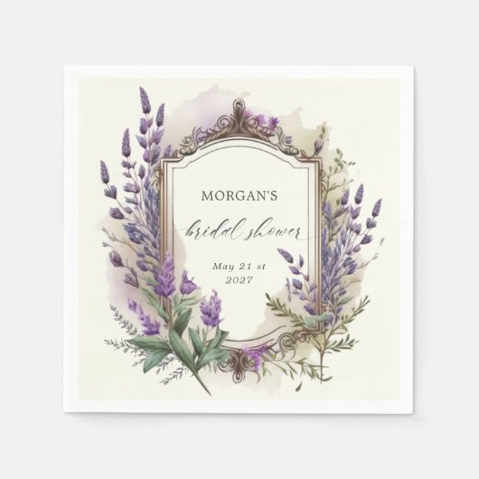 Serviette En Papier Fête des mariées Régale Lavande Aquarelle (Devant)