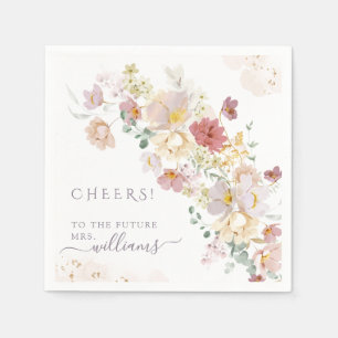 Serviette En Papier Fête des mariées Ressort Fleur sauvage d'aquarelle