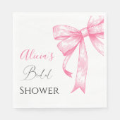 Serviette En Papier Fête des mariées Retro Elegant Coquette Rose Bow (Devant)