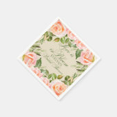 Serviette En Papier Fête des mariées Rose aquarelle (Coin)