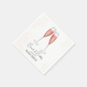 Serviette En Papier Fête des mariées rose Brunch et Bubbly Aquarelle (Coin)