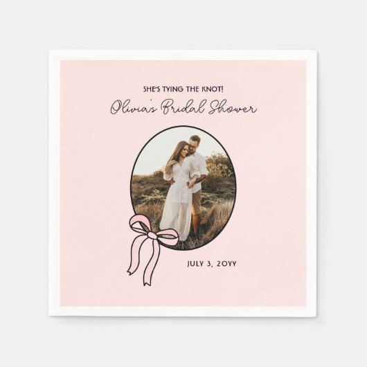 Serviette En Papier Fête des mariées rose Coquette personnalisée (Devant)