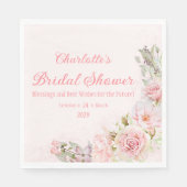 Serviette En Papier Fête des mariées Rose d'aquarelle rose (Devant)