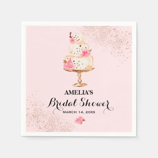 Serviette En Papier Fête des mariées rose Gold Cake Tea Party (Devant)