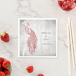 Serviette En Papier Fête des mariées rose Peacock<br><div class="desc">Personnalisez une serviette unique pour vos invités de mariage ou de douche nuptiale avec un ensemble de serviettes de Fête des mariées rose Peacock. Le design Napkin comprend un élégant paon, un feuillage délicat et un arrière - plan grunge. Personnalisez avec les noms du marié et de la mariée avec...</div>