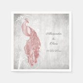 Serviette En Papier Fête des mariées rose Peacock (Devant)