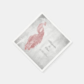 Serviette En Papier Fête des mariées rose Peacock (Coin)