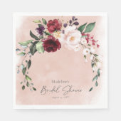 Serviette En Papier Fête des mariées Rustique Bourgogne & Roses Roses (Devant)