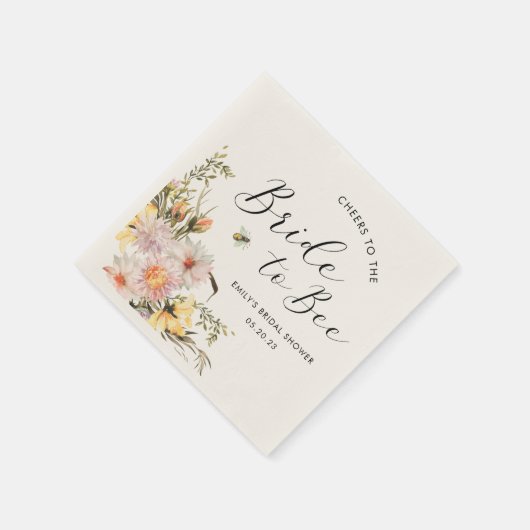 Serviette En Papier Fête des mariées rustique de la mariée Fleur sauva (Coin)