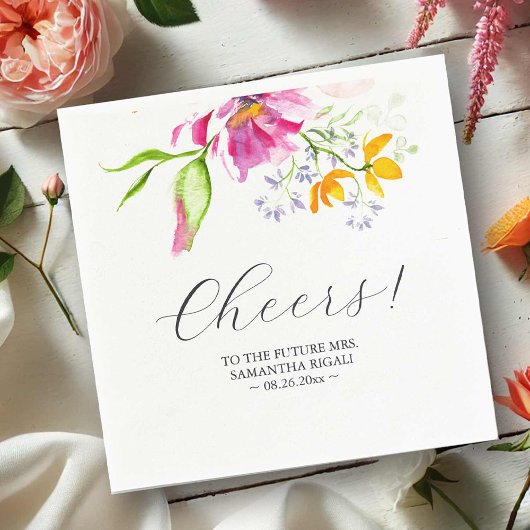 Serviette En Papier Fête des mariées serviettes Aquarelle rose Fleurs