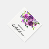 Serviette En Papier Fête des mariées serviettes Aquarelle violet Flora (Coin)