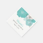 Serviette En Papier Fête des mariées Simple Chic Blanc Mint Vert Flora (Coin)