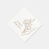 Serviette En Papier Fête des mariées | Style de script or élégant (Coin)