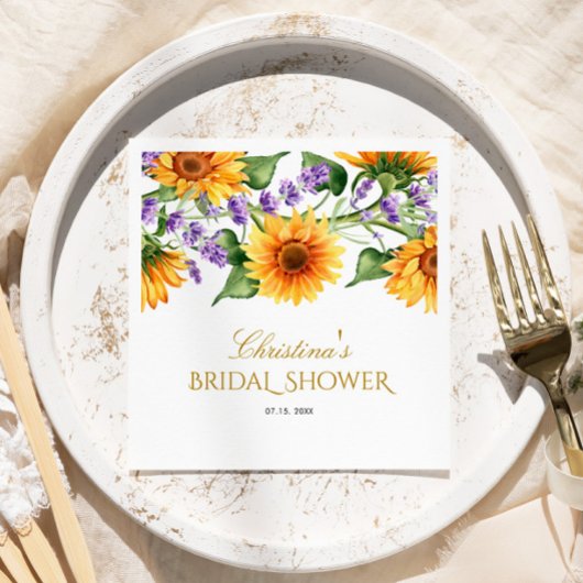 Serviette En Papier Fête des mariées Sunflowers & Lavender