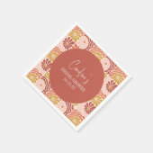 Serviette En Papier Fête des mariées super Retro Rose Rust Floral (Coin)
