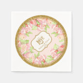 Serviette En Papier Fête des mariées Table Décor Aquarelle Rose Bouque (Devant)