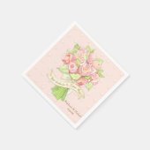 Serviette En Papier Fête des mariées Table Décor Aquarelle Rose Bouque (Coin)