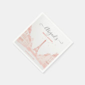 Serviette En Papier Fête des mariées Tour Eiffel Peach Rose Chic (Coin)
