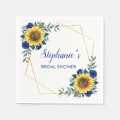 Serviette En Papier Fête des mariées tournesol bleu floral géométrique (Devant)