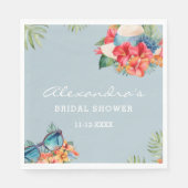 Serviette En Papier Fête des mariées tropicale Florale Bleue (Devant)