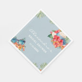 Serviette En Papier Fête des mariées tropicale Florale Bleue (Coin)