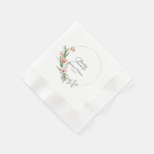 Serviette En Papier Fête des mariées Tulipes d'aquarelle rose (Coin)