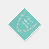 Serviette En Papier Fête des mariées Turquoise et Perles blanc (Coin)