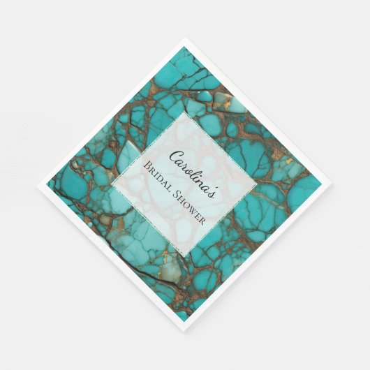 Serviette En Papier Fête des mariées Turquoise Stones (Coin)