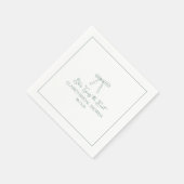 Serviette En Papier Fête des mariées "Tying Knot" Belle Sage Green Bow (Coin)