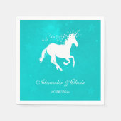 Serviette En Papier Fête des mariées Unicorne Turquoise Napkin (Devant)
