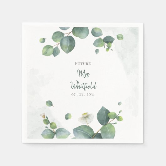 Serviette En Papier Fête des mariées Verdure Eucalyptus Futur Mme Papi (Devant)