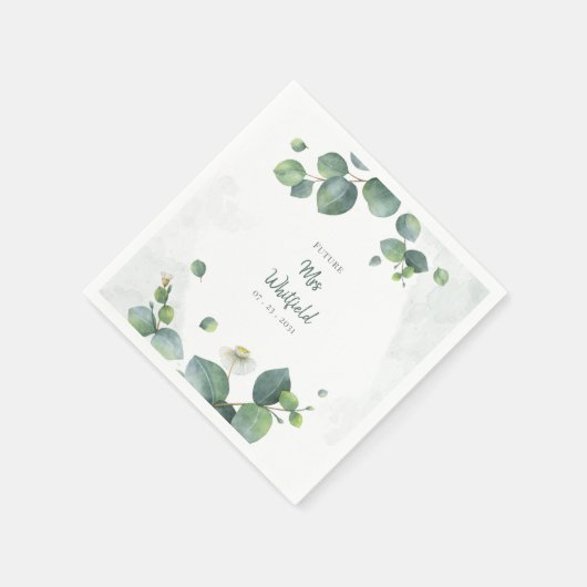 Serviette En Papier Fête des mariées Verdure Eucalyptus Futur Mme Papi (Coin)