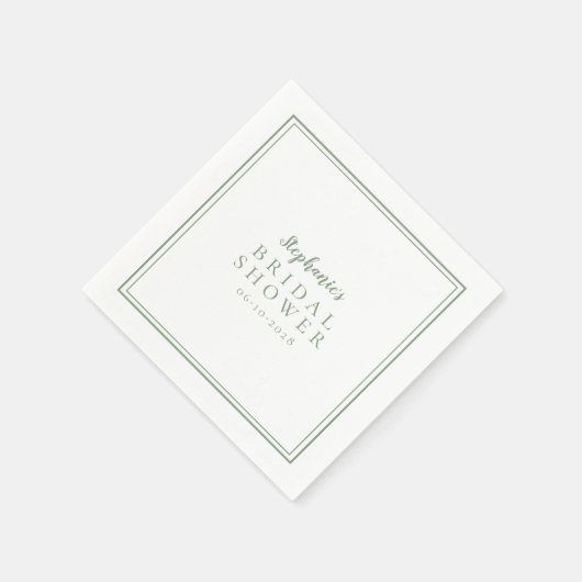 Serviette En Papier Fête des mariées verte Sage Mariage Simple Moderne (Coin)