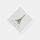 Serviette En Papier Fête des mariées verte Tour Eiffel Damask (Coin)