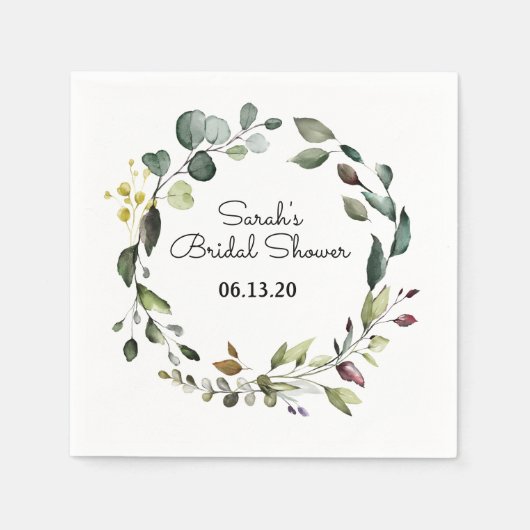 Serviette En Papier Fête des mariées Vin vert Napkin Wreath (Devant)