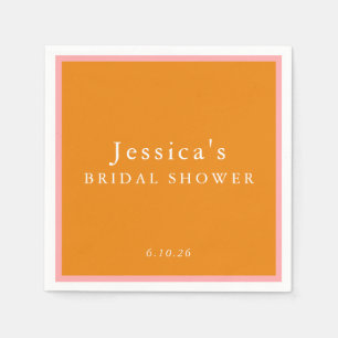 Serviette En Papier Fête des mariées Vintage personnalisée rose simple
