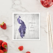 Serviette En Papier Fête des mariées violet Peacock (En situation)