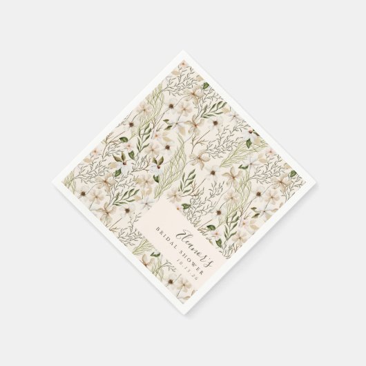 Serviette En Papier Fête des mariées Whimsical Boho Green Foliage (Coin)