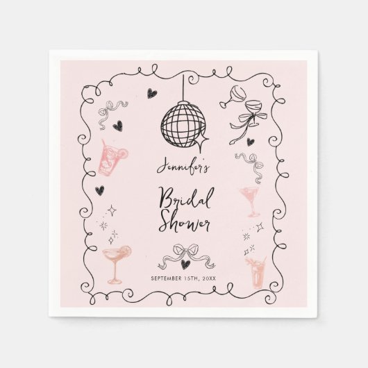 Serviette En Papier Fête des mariées Whimsical illustrée (Devant)