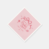 Serviette En Papier Fête des mariées Whimsical rouge rose Retro (Coin)