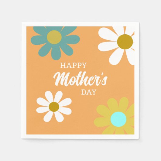 Serviette En Papier Fête des mères Boho Retro Daisy Fleurs (Devant)