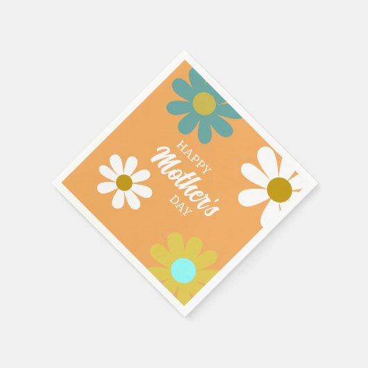 Serviette En Papier Fête des mères Boho Retro Daisy Fleurs (Coin)
