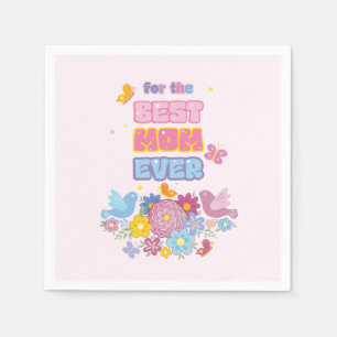 Serviette En Papier Fête des mères fleurs sauvages papillon mignon aqu