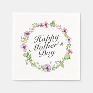 Serviette En Papier Fête des Mères simple Joyeuse Fleur Wreath Napkin