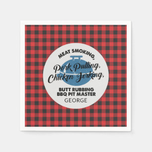 Serviette En Papier Fête des Pères Plaid BBQ rustique Papa Personnalis