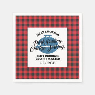 Serviette En Papier Fête des Pères Plaid BBQ rustique Papa Personnalis