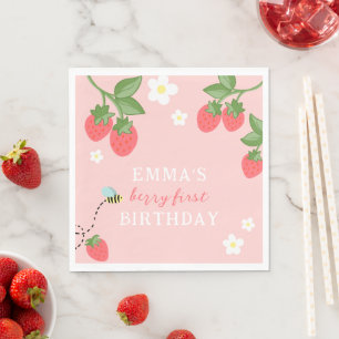 Serviette En Papier Fête des premières baies roses pour les filles Fêt