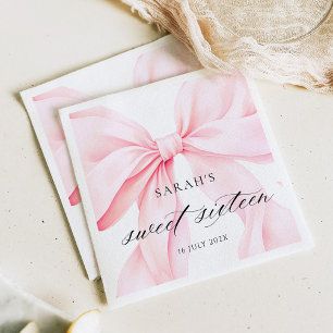 Serviette En Papier Fête des seize ans ruban rose