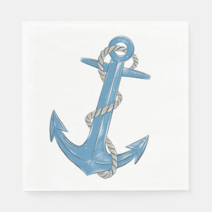 Serviette En Papier Fête d'été à la plage avec ancre Bleu Mariage naut