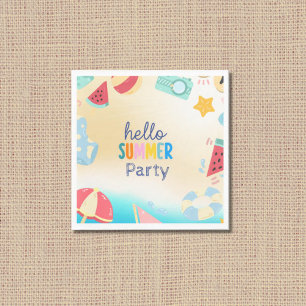 Serviette En Papier Fête d'été Anniversaire Plage colorée